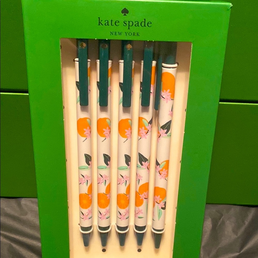Kate Spade 5PC Orange 🍊/Floral Ink Pen Set NIB - Picture 3 of 6